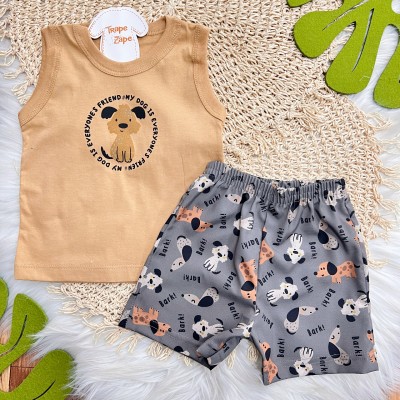 Conj. Regata My Dog Is e Bermuda Bark - Caramelo 